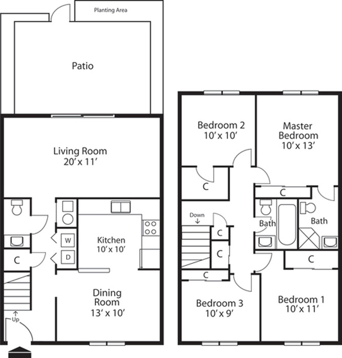 4 Bedroom Townhome  Floor Plan Image